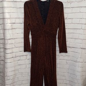 NWOT - VALENTINE HOLIDAY METALLIC COPPER JUMPSUIT. Size Med. Long sleeve.